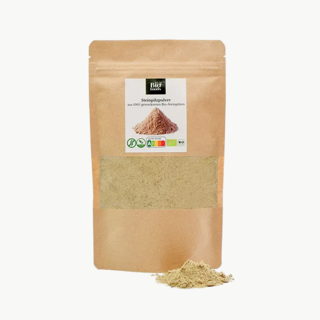 Organic porcini mushroom powder made from 100% dried mushrooms