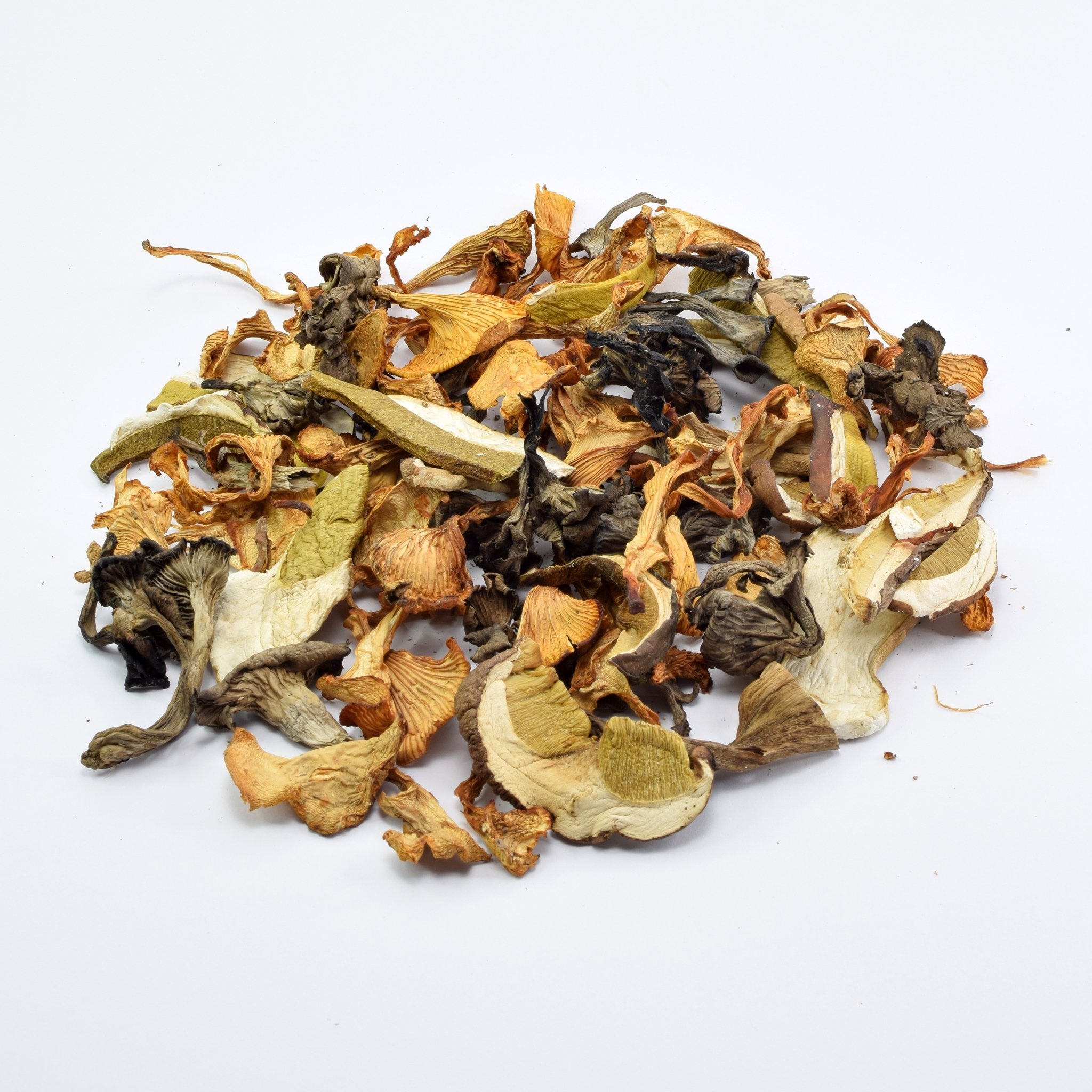 Organic Dried Mixed Wild Mushrooms - representing what is inside the package. The Bio Foods