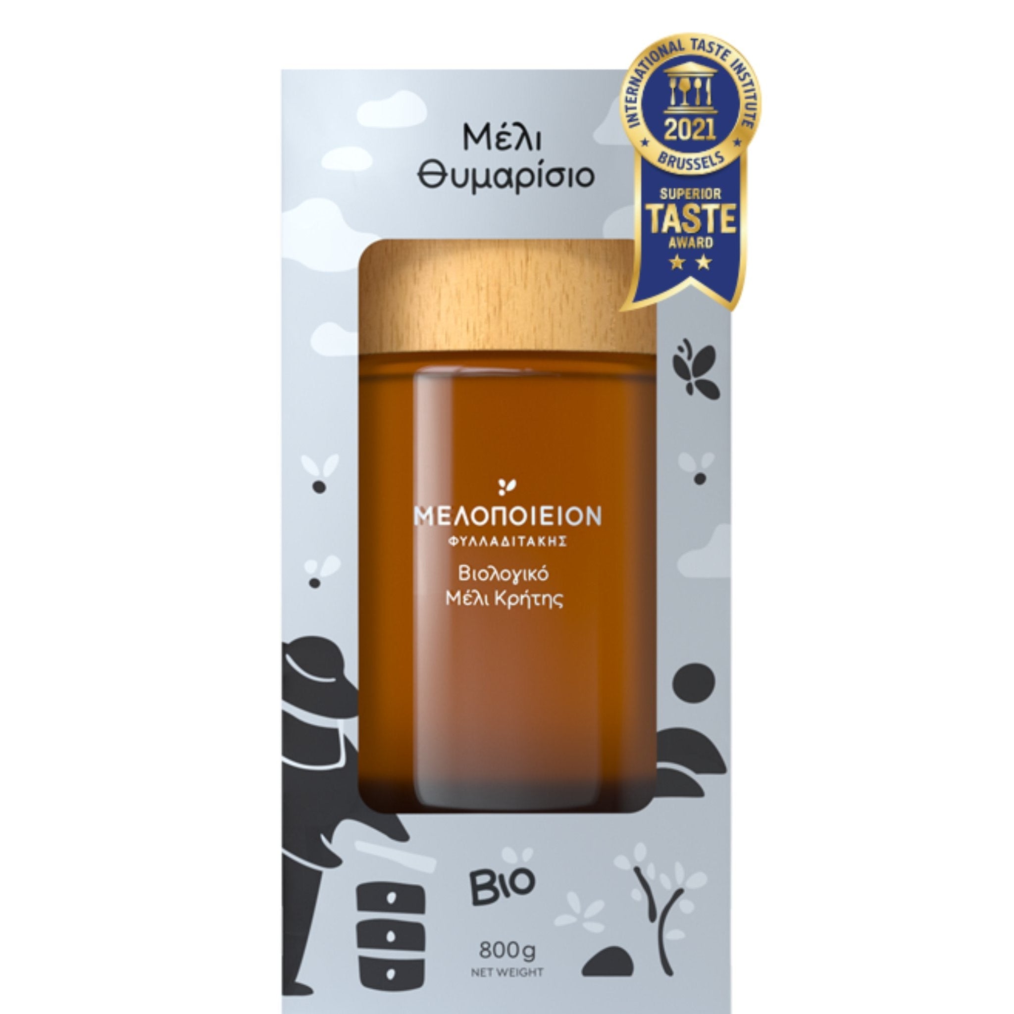 Organic Thyme Honey taste award from Crete in special jar. Premium elegant package The Bio Foods Berlin