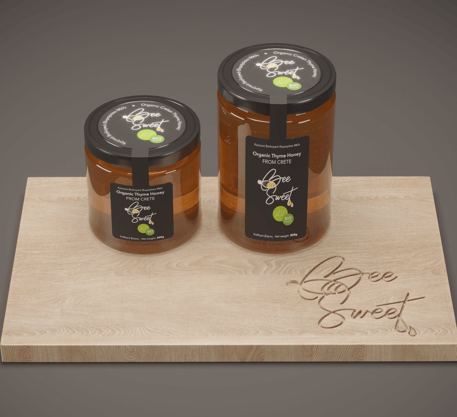 Organic Thyme Honey | Thyme honey from Crete in jars 300ml and 500ml