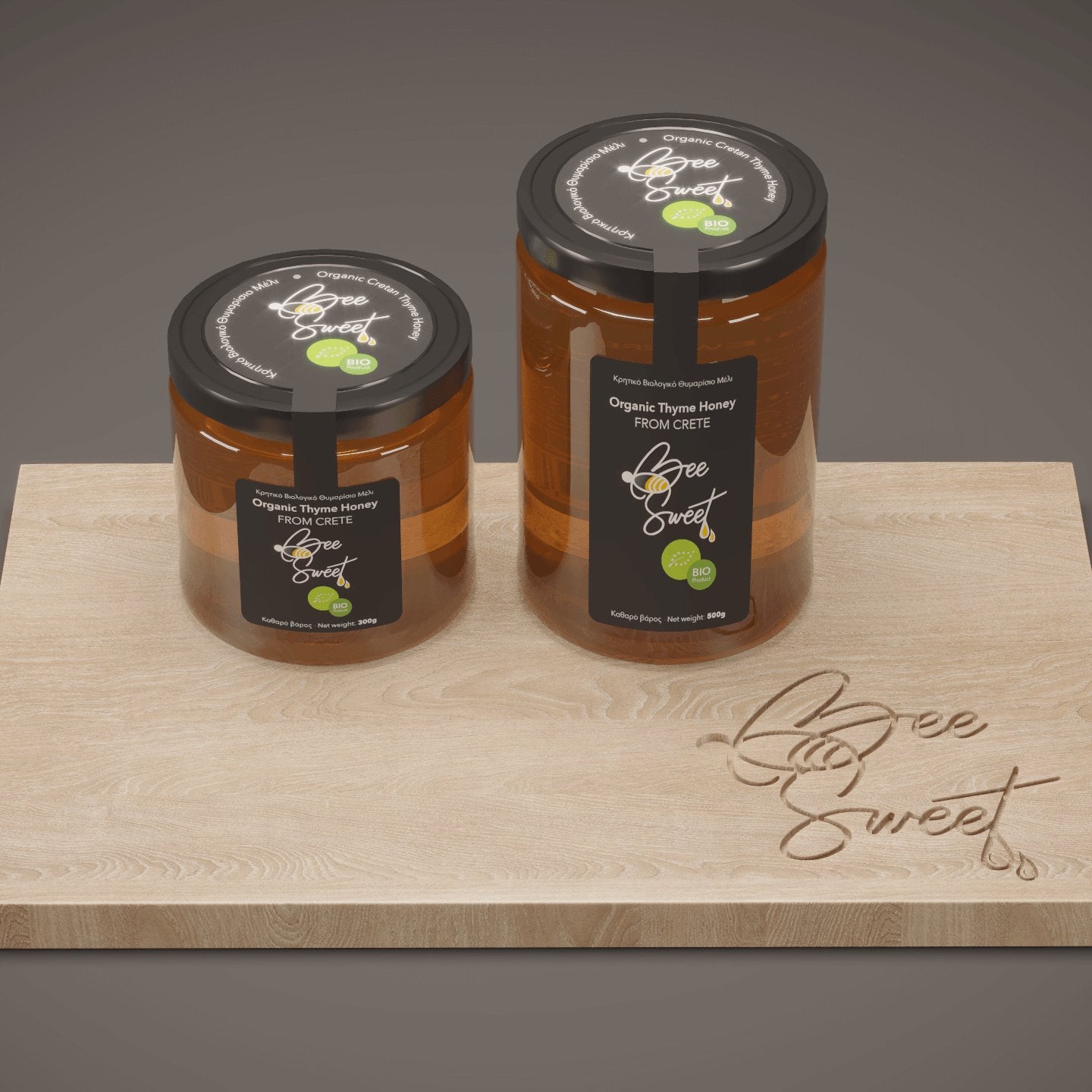 Organic Thyme Honey | Thyme honey from Crete in jars 300ml and 500ml