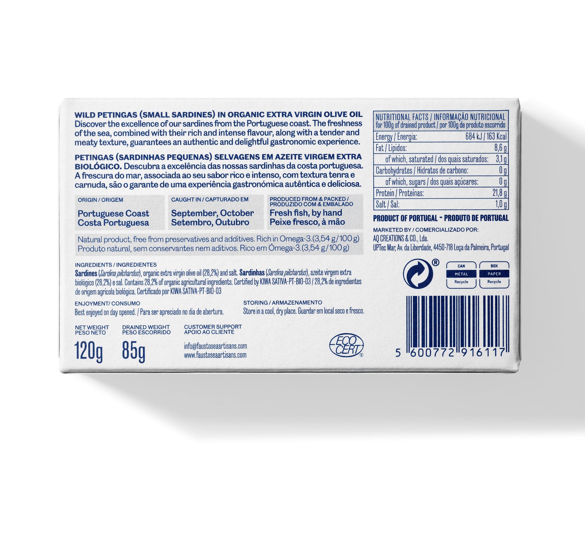 Wild Small Sardines in Organic EVOO | Petingas from Portugal | The Bio Foods Online