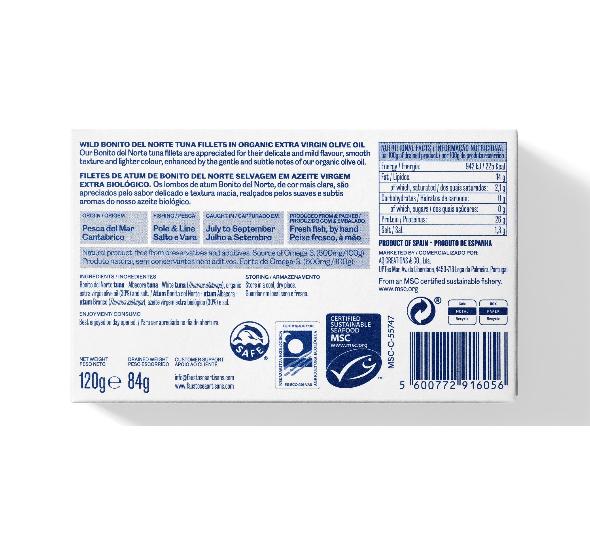 Wild Tuna Fillets in Organic EVOO | Bonito del Norte Tuna | The Bio Foods Online